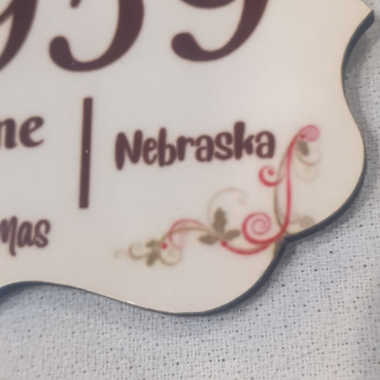 Minden Nebraska's ZIP Code Ornament Floral Special Order