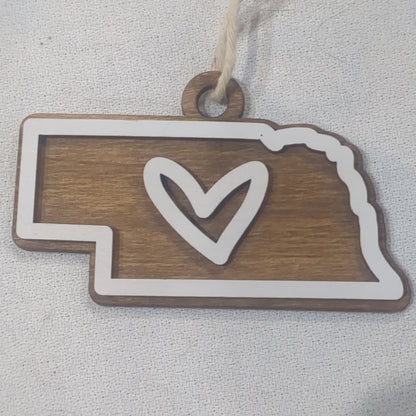 Nebraska Layered Wood Ornament