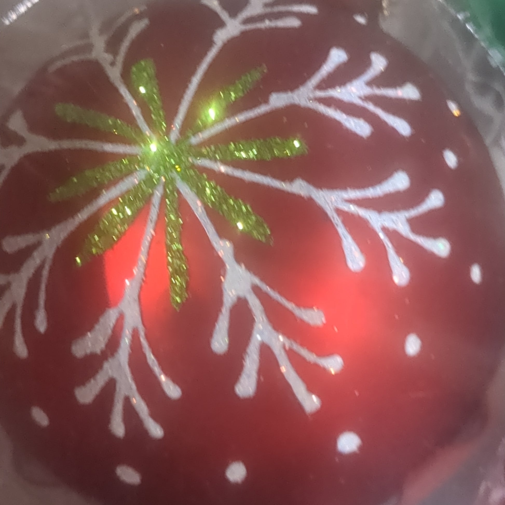 Ornament Silver Pearl/Red/Green Velvet Color 2 5/8" Thin Snowflakes