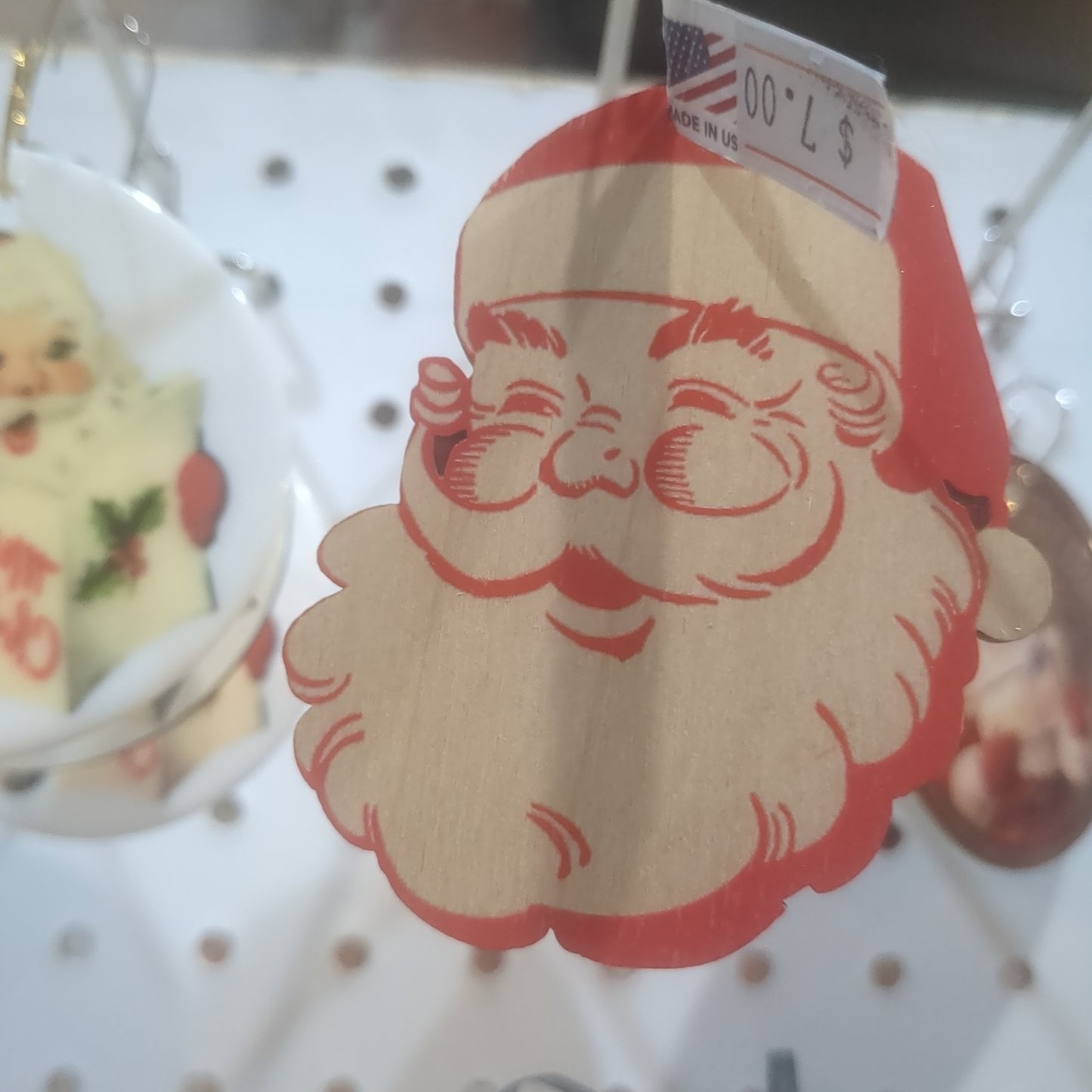 Birch Wood Vintage look Santa Ornament
