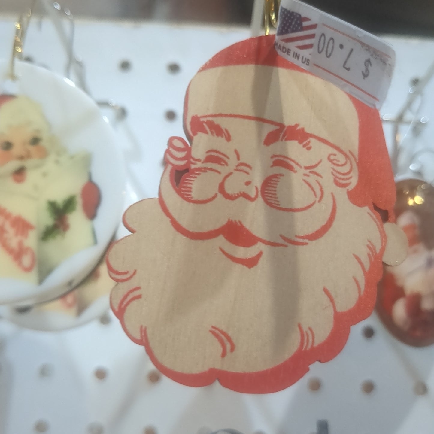 Birch Wood Vintage look Santa Ornament