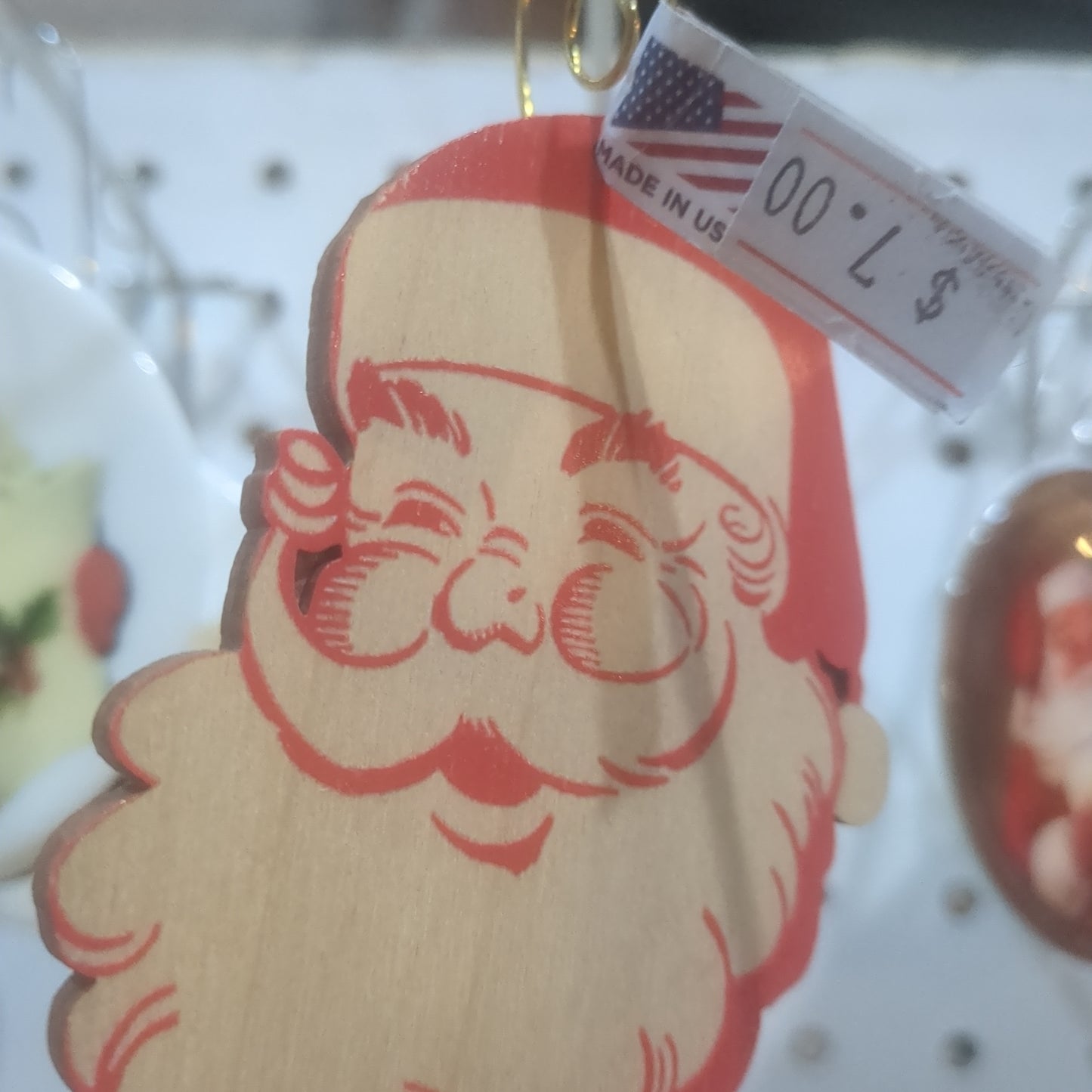 Birch Wood Vintage look Santa Ornament