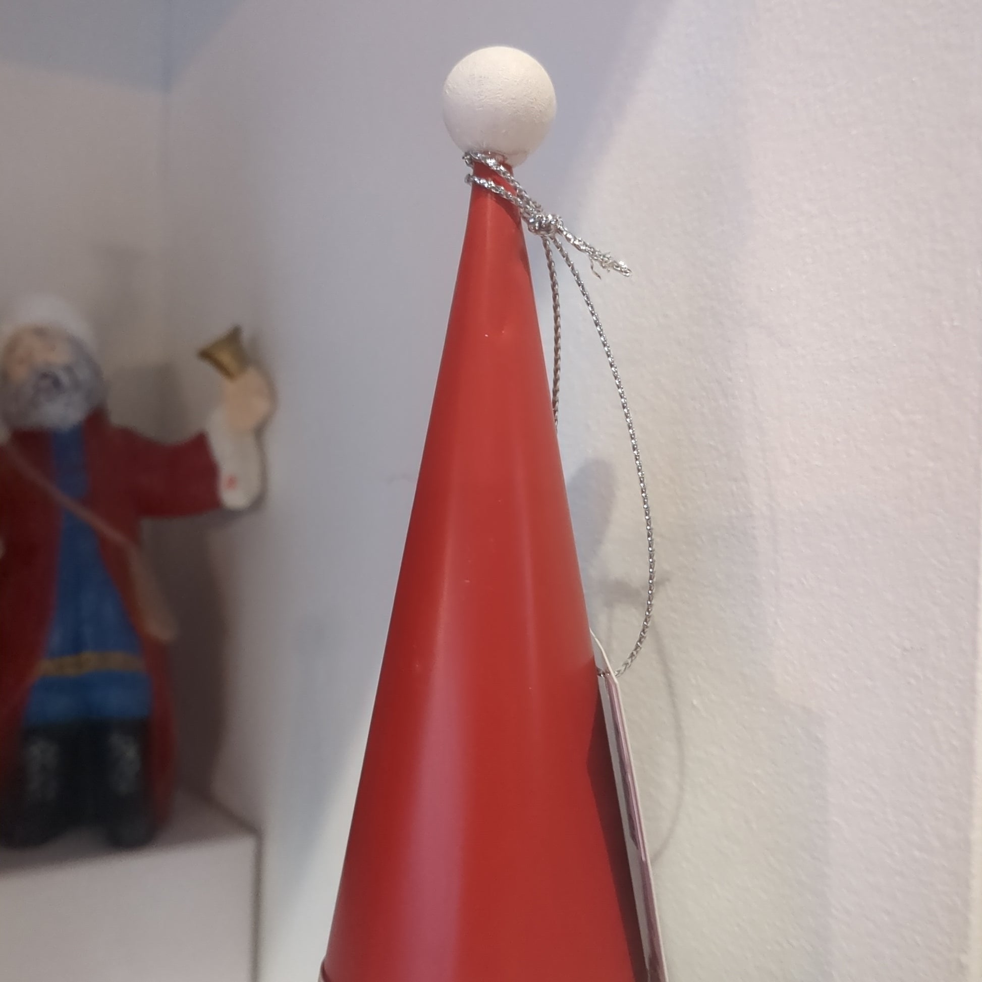 Set of 2 galvanized metal cone Santa table piece