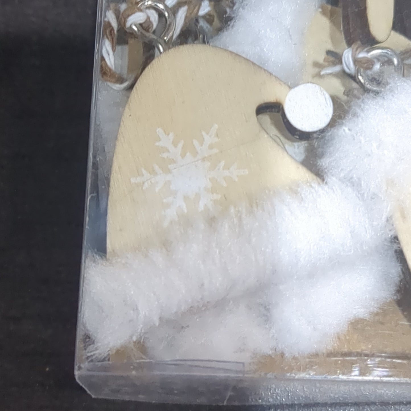 Ice Skates Set of 6 Ornaments White Natural Wood skis sled ice skates mitten glove stocking hat ic19