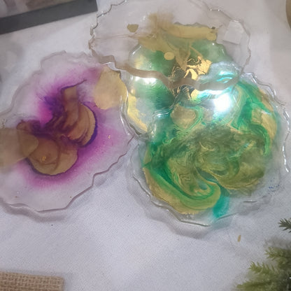 Coaster Set of 4 Agate Stone look cs9