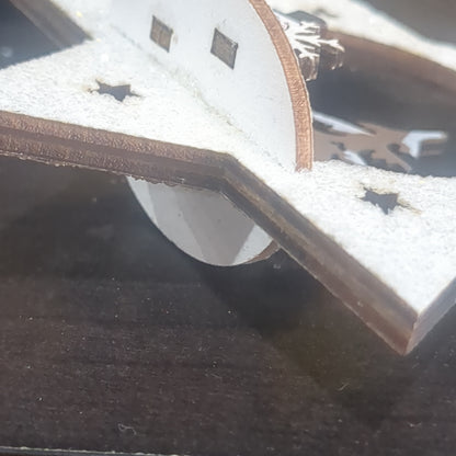 3D wooden Snowman scene, 4.25in