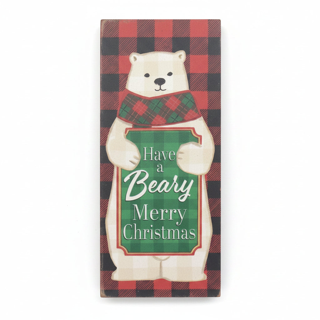 Word Block Sign Have A Beary Merry Barry Christmas ws1