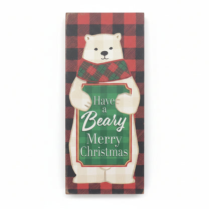 Word Block Sign Have A Beary Merry Barry Christmas ws1