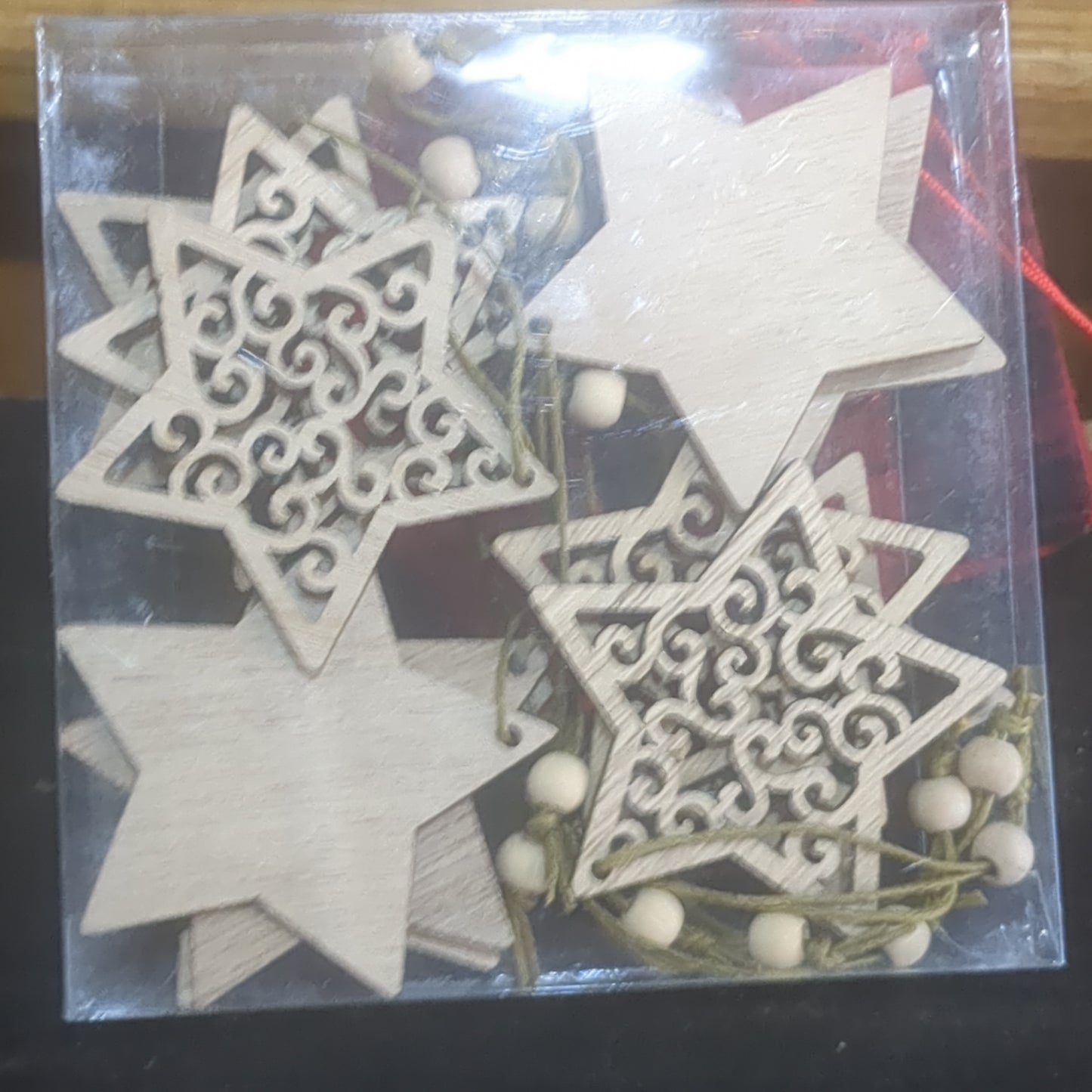 Wooden Star Ornament Set Of 12 CLEARANCE wo78