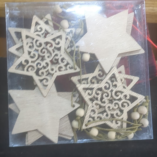 Wooden Star Ornament Set Of 12