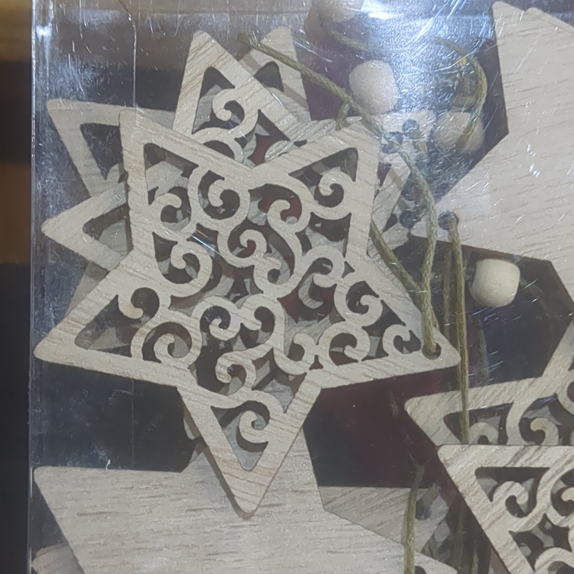 Wooden Star Ornament Set Of 12 CLEARANCE wo78