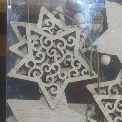 Wooden Star Ornament Set Of 12 CLEARANCE wo78
