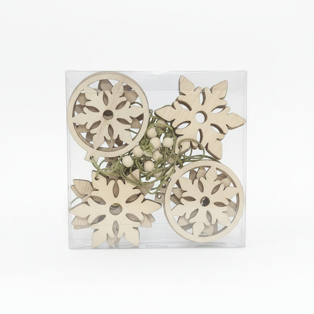 Wooden Snowflake Ornament Set Of 12 CLEARANCE wo90