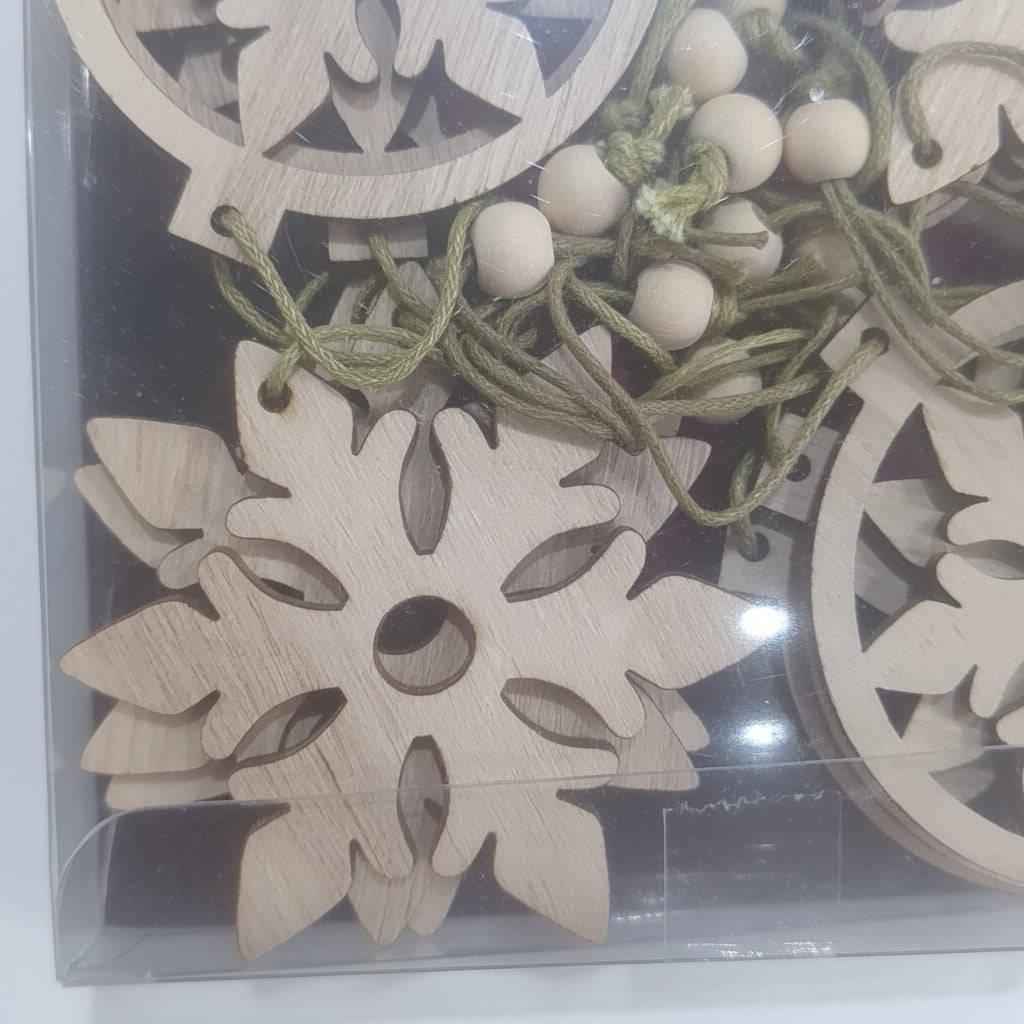 Wooden Snowflake Ornament Set Of 12 CLEARANCE wo90
