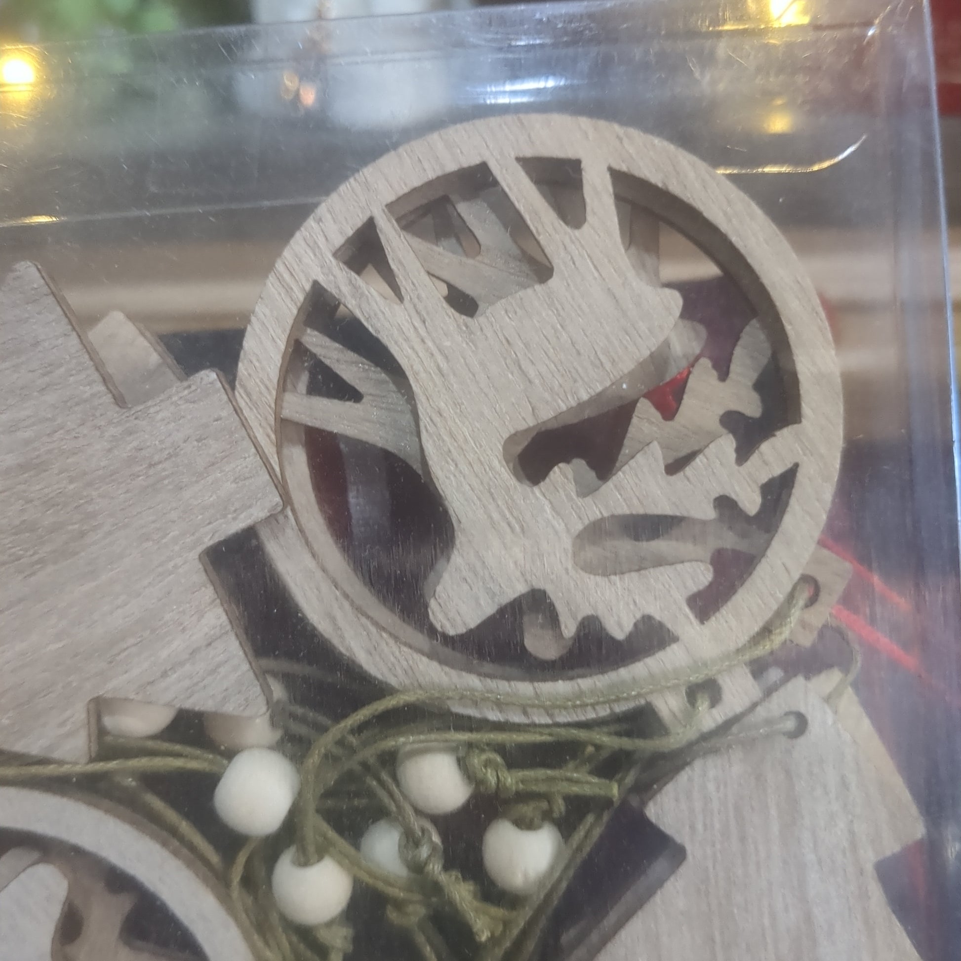 Wooden Reindeer and tree Ornament Set Of 12 wo78