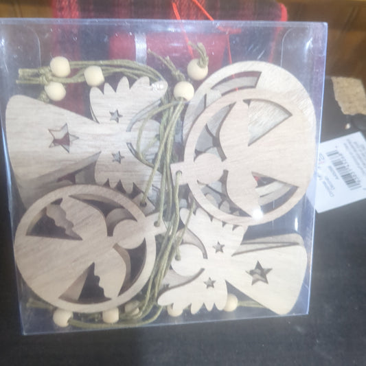 Wooden Angel Ornament Set Of 12