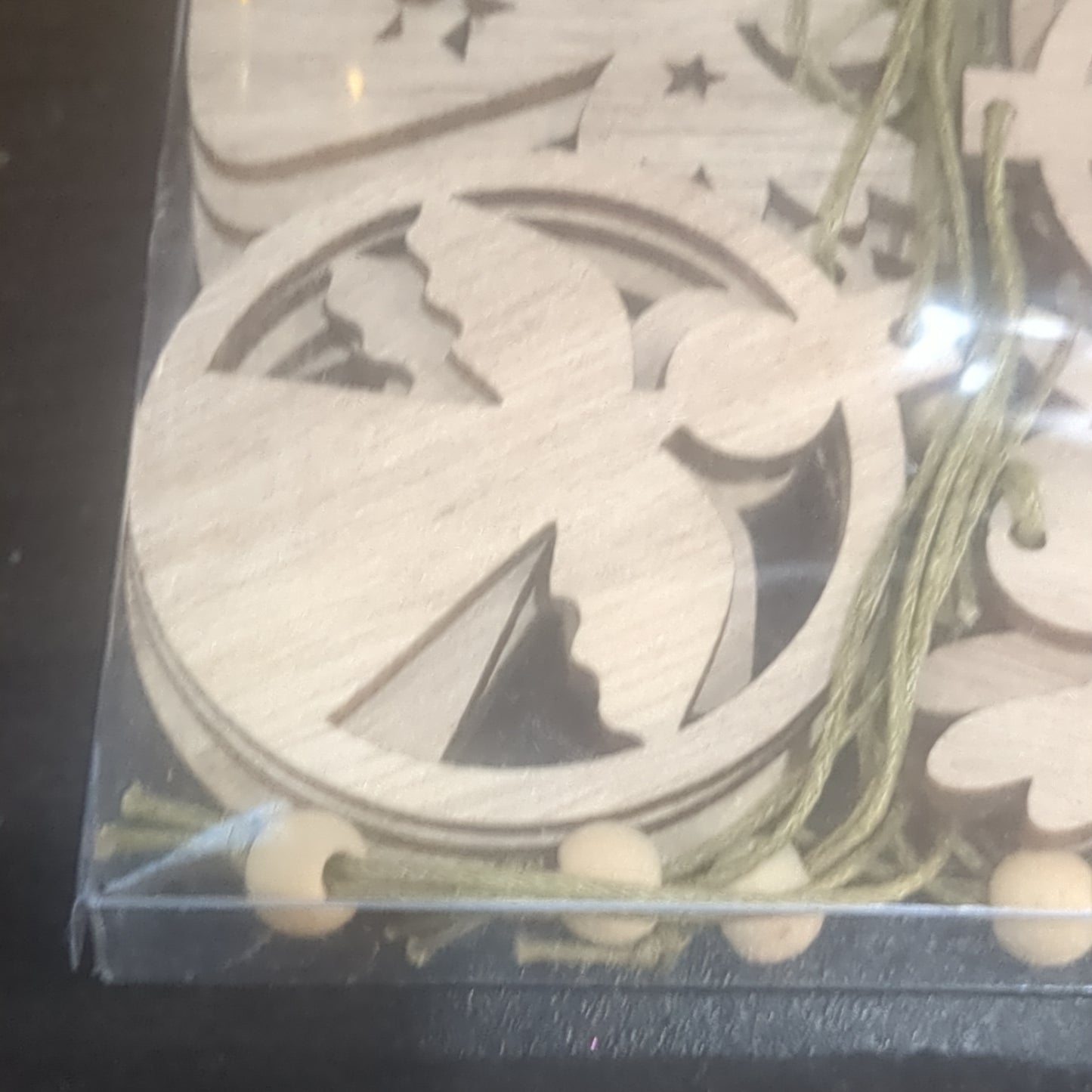 Wooden Angel Ornament or Car Charm Set Of 12
