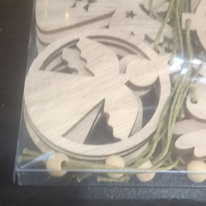 Wooden Angel Ornament or Car Charm Set Of 12