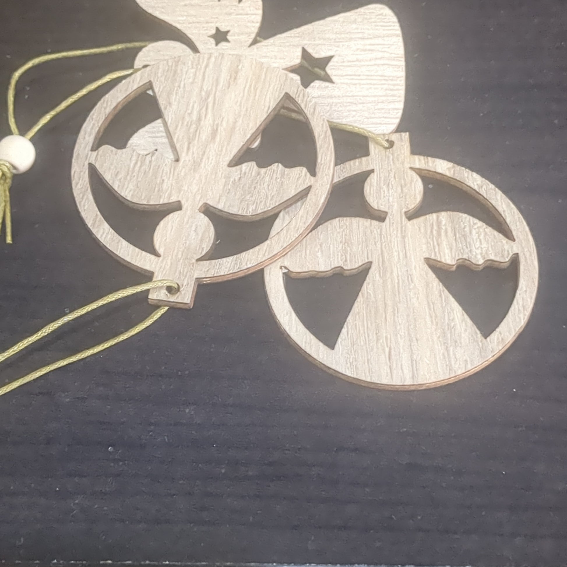 Wooden Angel Ornament or Car Charm Set Of 12
