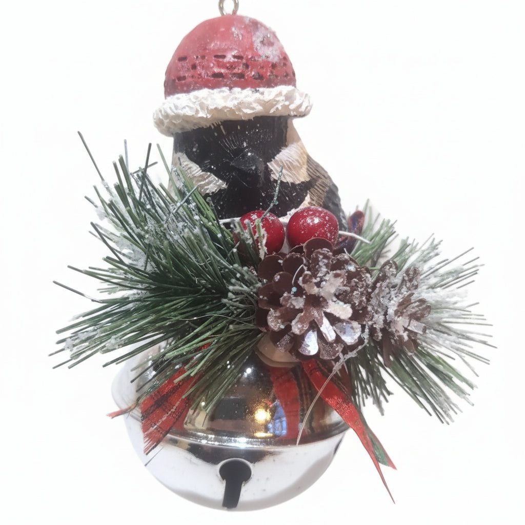 Black and Tan Bird on Bell Ornament obb2
