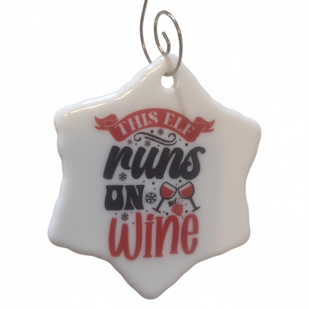 Ceramic wine ornament. This elf runs on wine wo51 CLEARANCE
