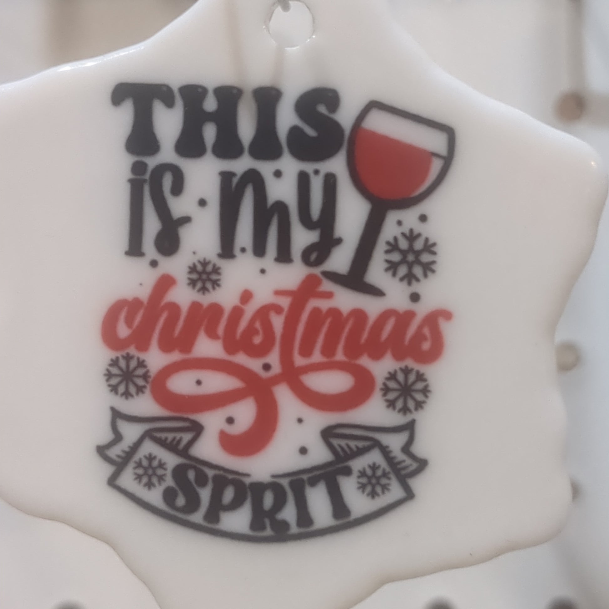 Ceramic wine ornament. This is my Christmas spirit wo37 CLEARANCE