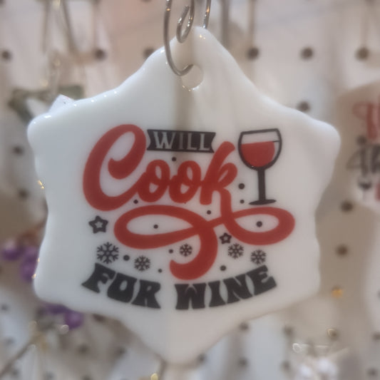 Ceramic wine ornament. Will cook for wine wo22 CLEARANCE