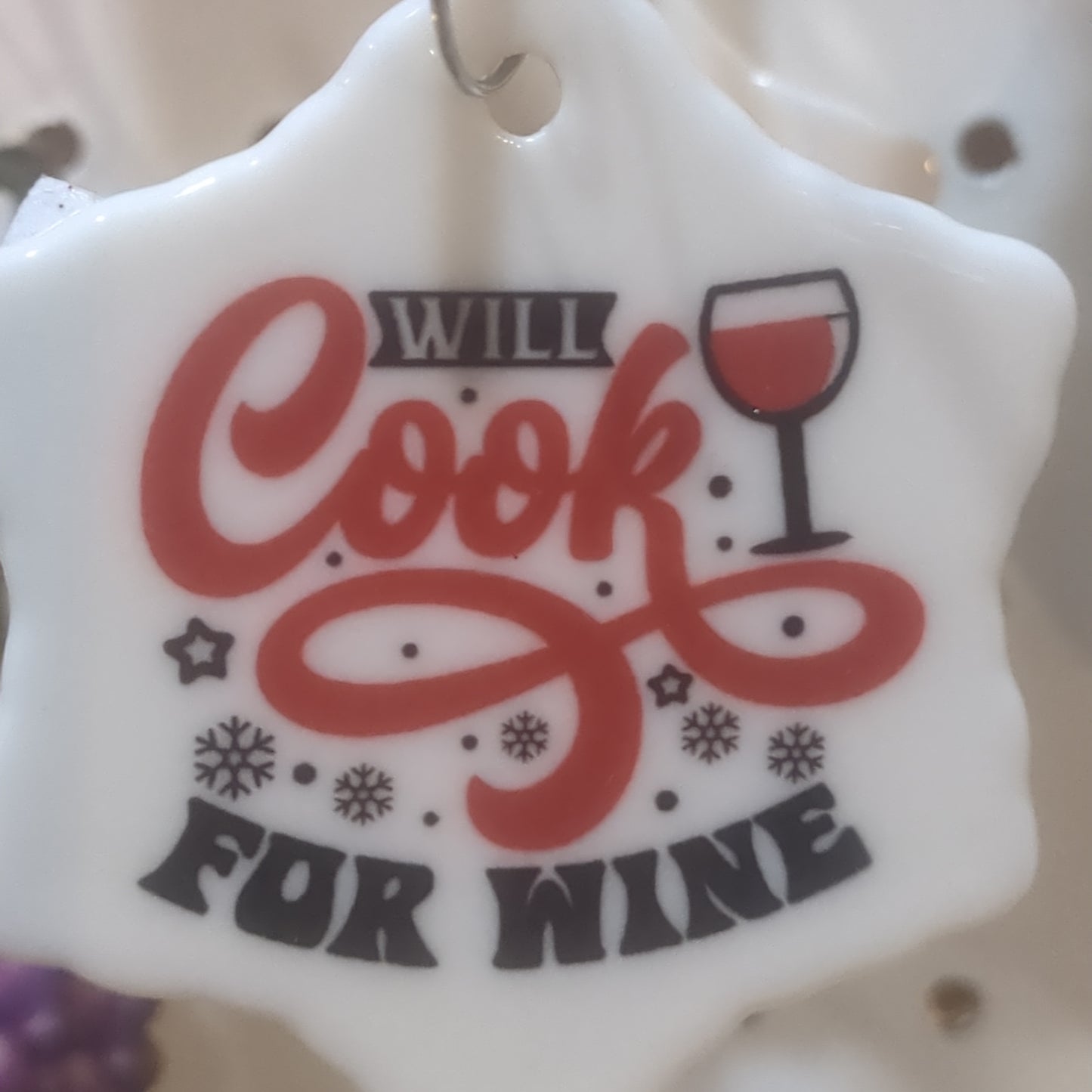 Ceramic wine ornament. Will cook for wine wo22 CLEARANCE