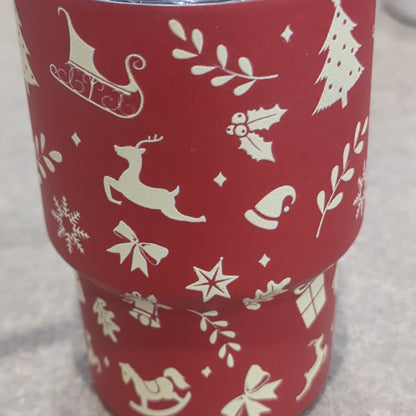 Shot Glass 3 oz Stainless Steel or Mini Tumbler for Dolls Red with Reindeer dated 2023 CLEARANCE sf13