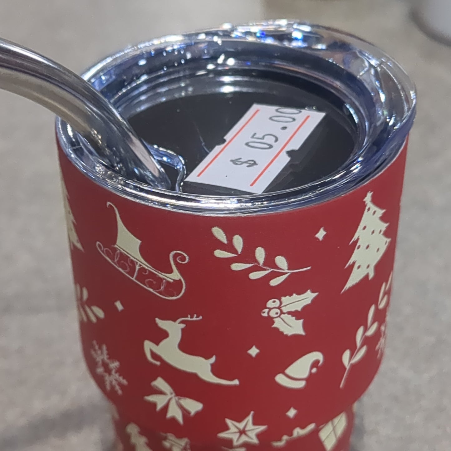 Shot Glass 3 oz Stainless Steel or Mini Tumbler for Dolls Red with Reindeer dated 2023 CLEARANCE sf13