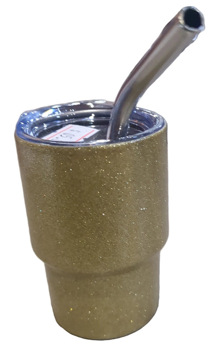 Shot Glass 3 oz Stainless Steel or Mini Tumbler for Dolls Gold Glitter dated 2023 CLEARANCE sg11