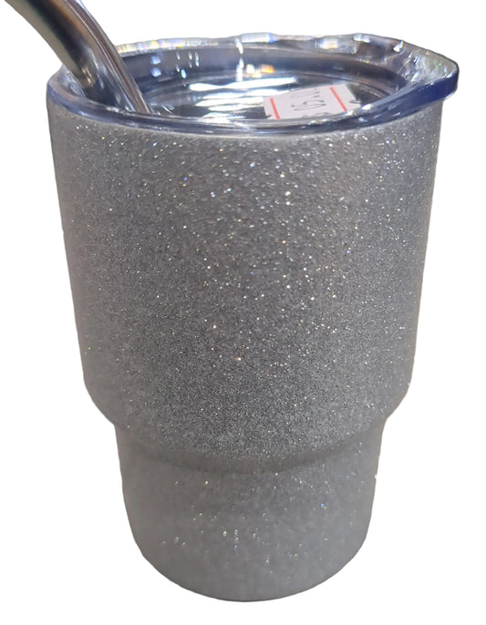 Shot Glass 3 oz Stainless Steel or Mini Tumbler for Dolls Silver Glitter dated 2023 CLEARANCE sg6