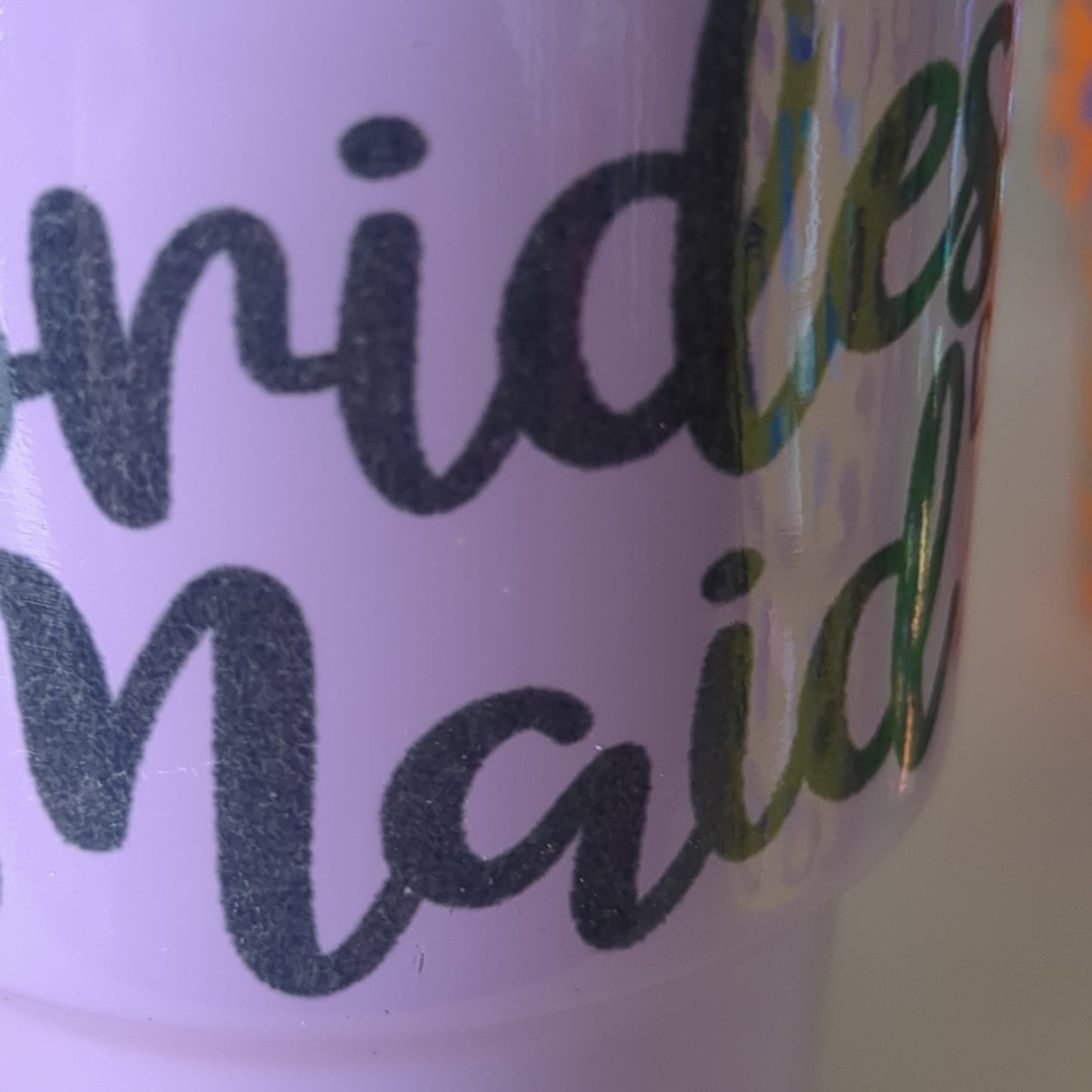 Shot Glass 3 oz Stainless Steel or Mini Tumbler for Dolls bridesmaid Lilac Says Bridesmaid AS IS CLEARANCE