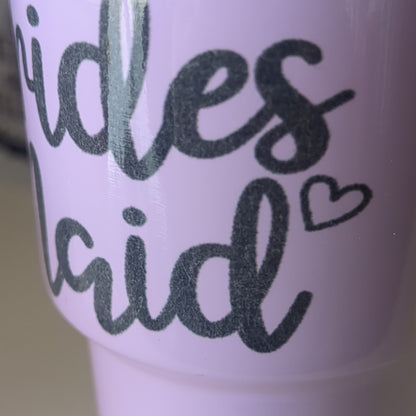Shot Glass 3 oz Stainless Steel or Mini Tumbler for Dolls bridesmaid Lilac Says Bridesmaid AS IS CLEARANCE