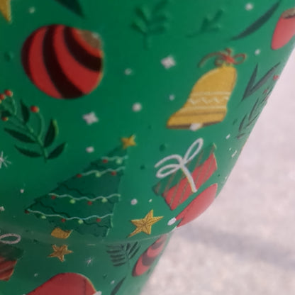 Shot Glass 3 oz Stainless Steel or Mini Tumbler for Dolls Green with Raised Christmas Symbols dated 2023 CLEARANCE sg1