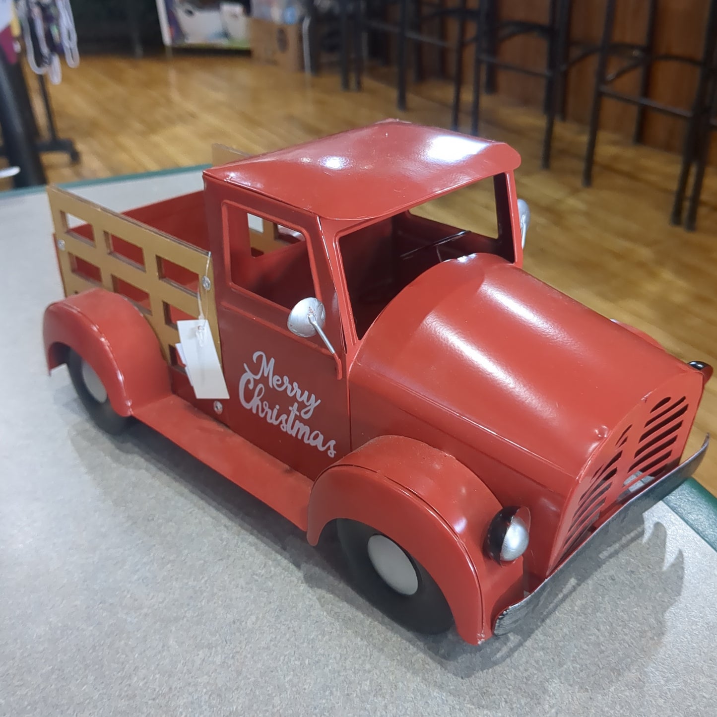 Red metal truck for Decor Merry Christmas