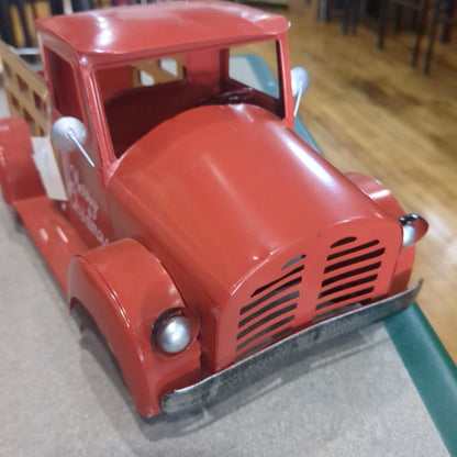 Red metal truck for Decor Merry Christmas
