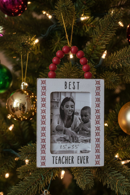 Best Teacher Ever Photo Frame Ornament pf5