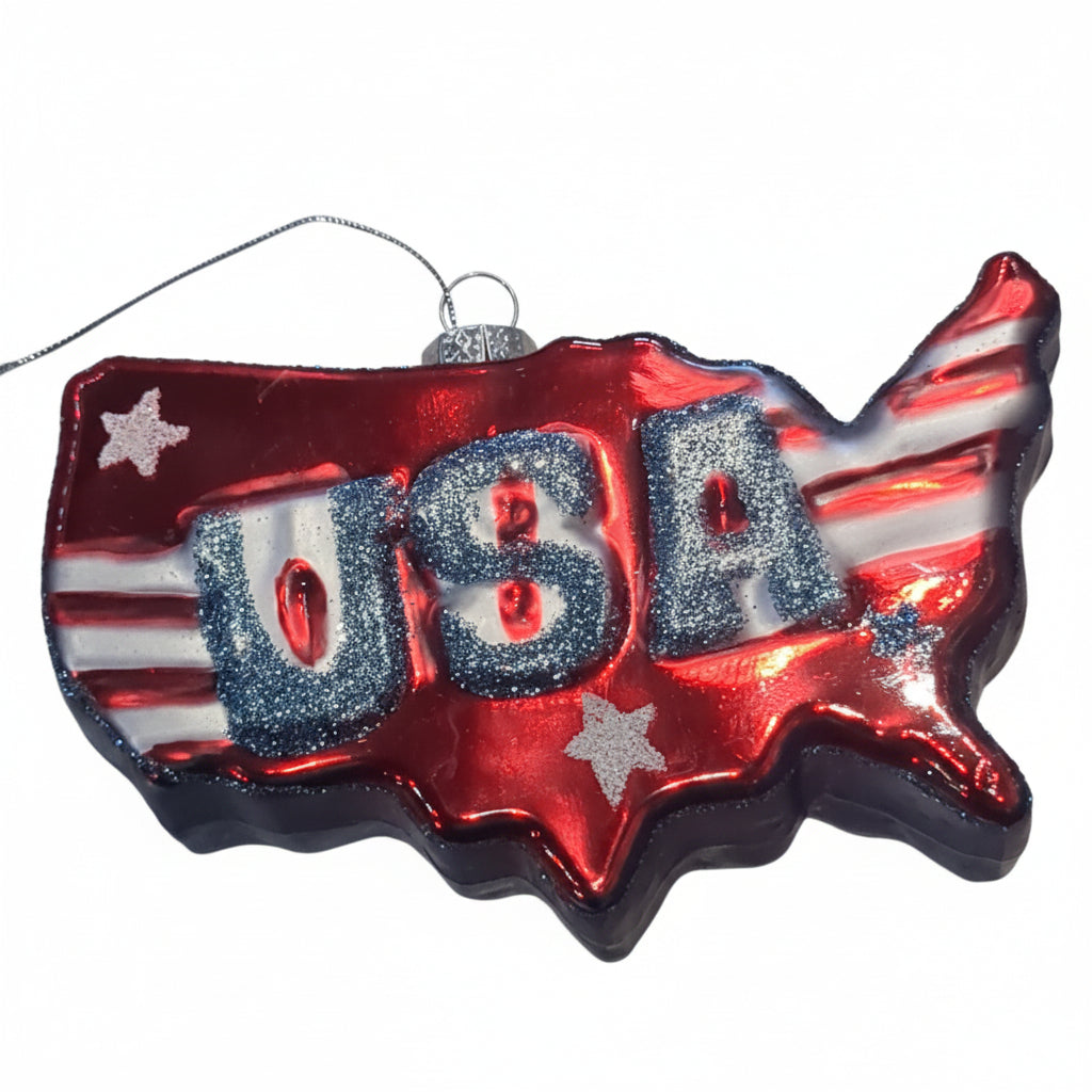 Glass Usa Flag Ornament CLEARANCE