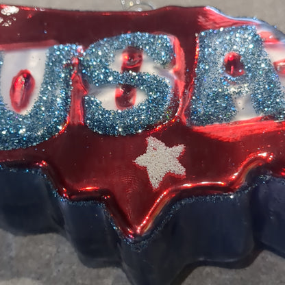 Glass Usa Flag Ornament CLEARANCE