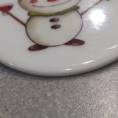 Ceramic ornament snowman with a wine glass o087