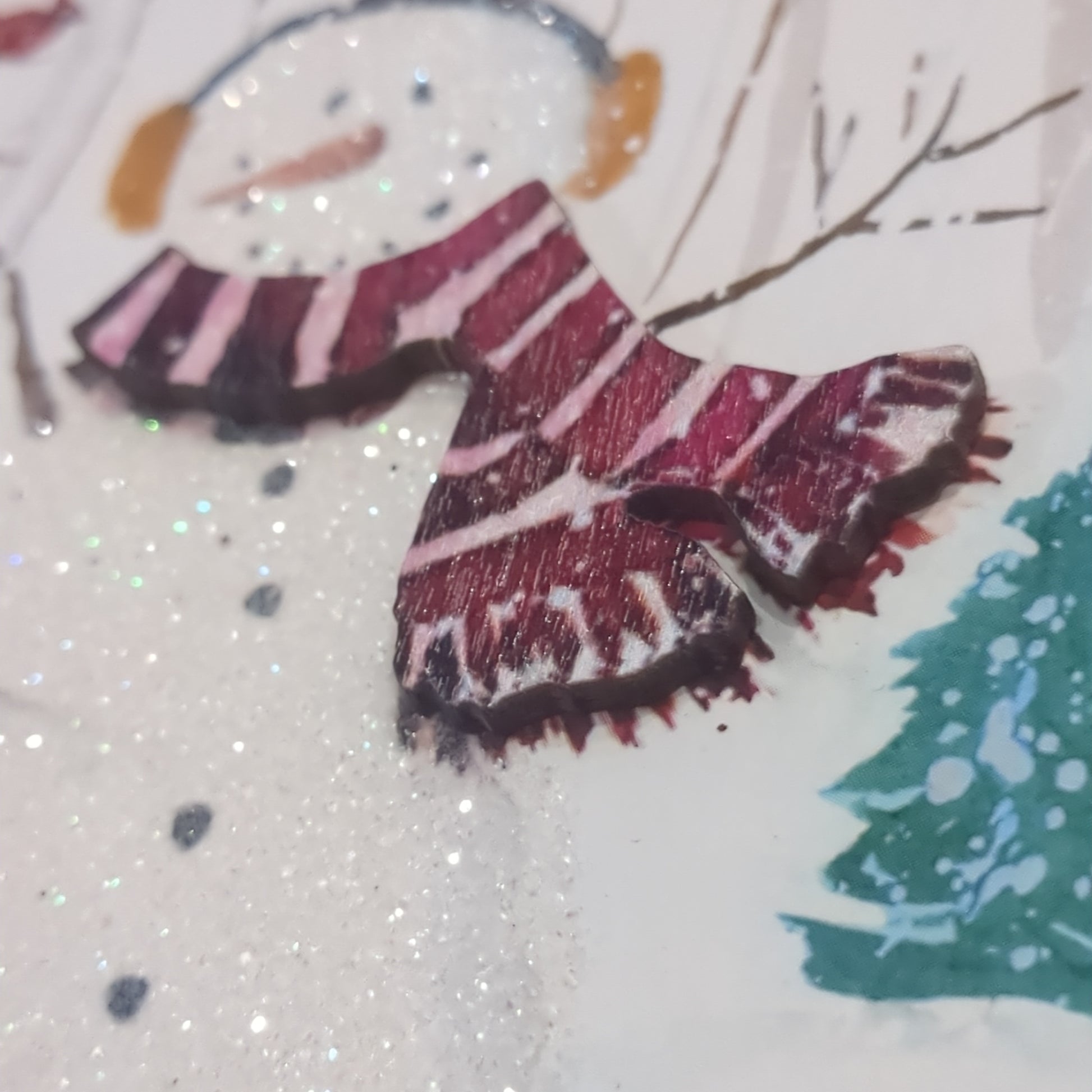 MDF ball ornament with a snowman CLEARANCE So77