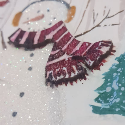 MDF ball ornament with a snowman CLEARANCE So77