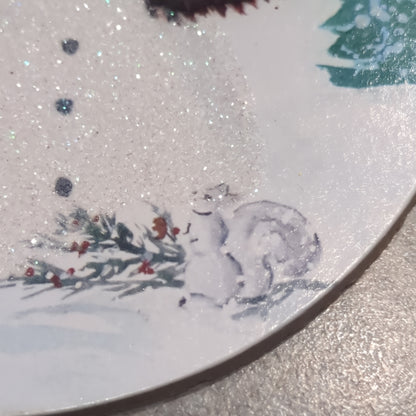 MDF ball ornament with a snowman CLEARANCE So77