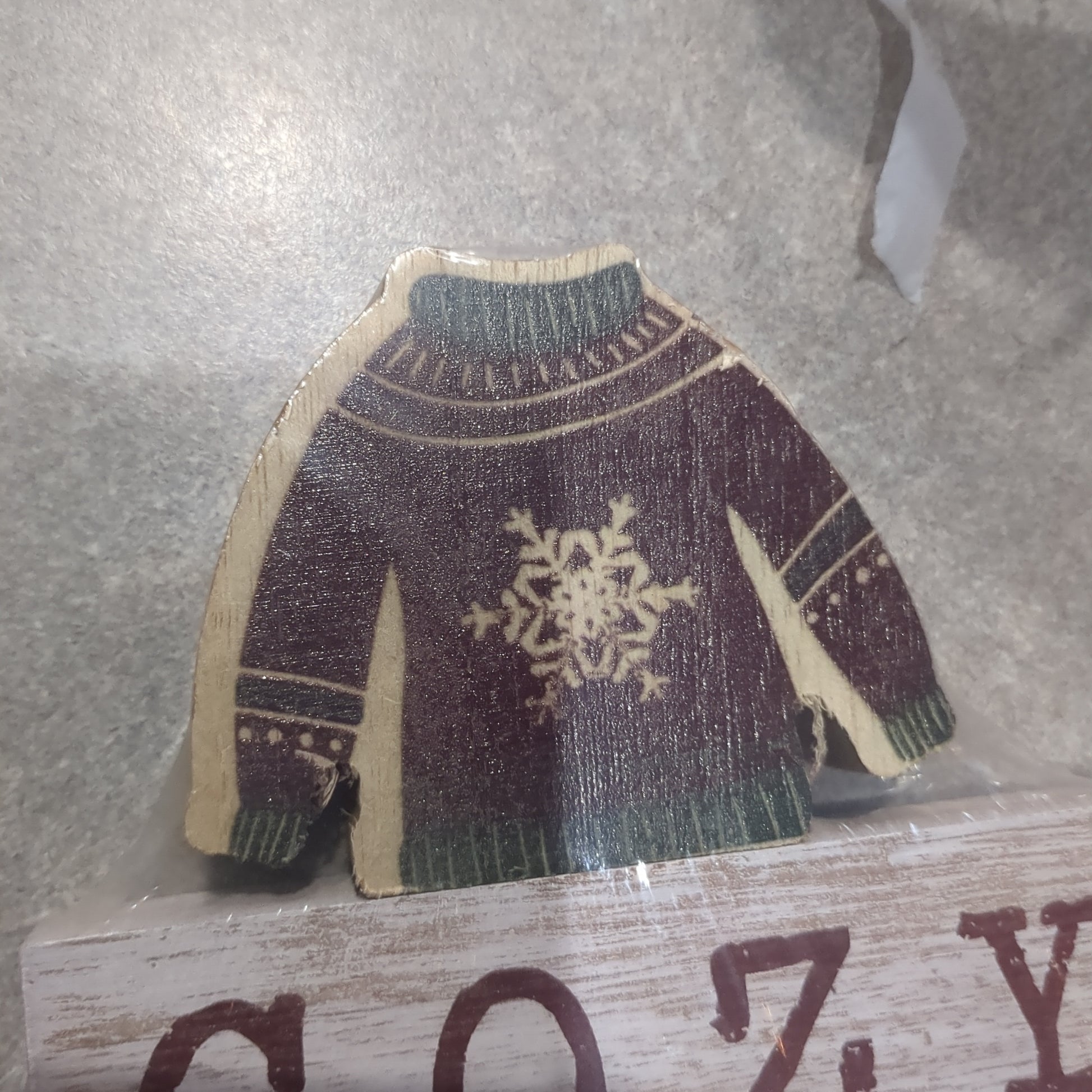 Cozy Christmas Sign Set of 3 with a Christmas Sweater.
