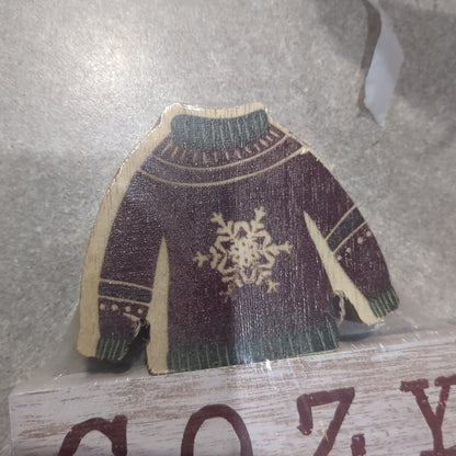 Cozy Christmas Sign Set of 3 with a Christmas Sweater.