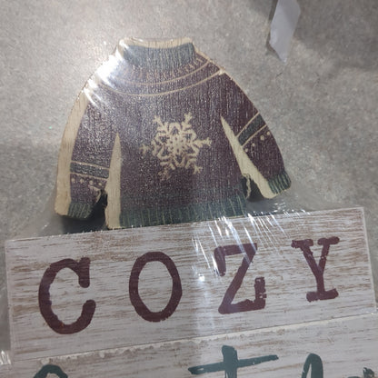 Cozy Christmas Sign Set of 3 with a Christmas Sweater.