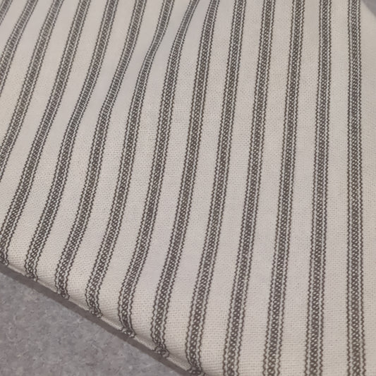 Stocking white with grey stripes.  Fuzzy white upper cufft