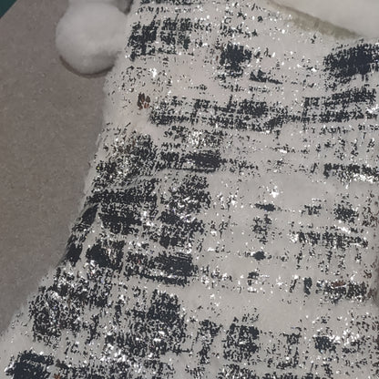 Stocking fuzzy white with silver leaf