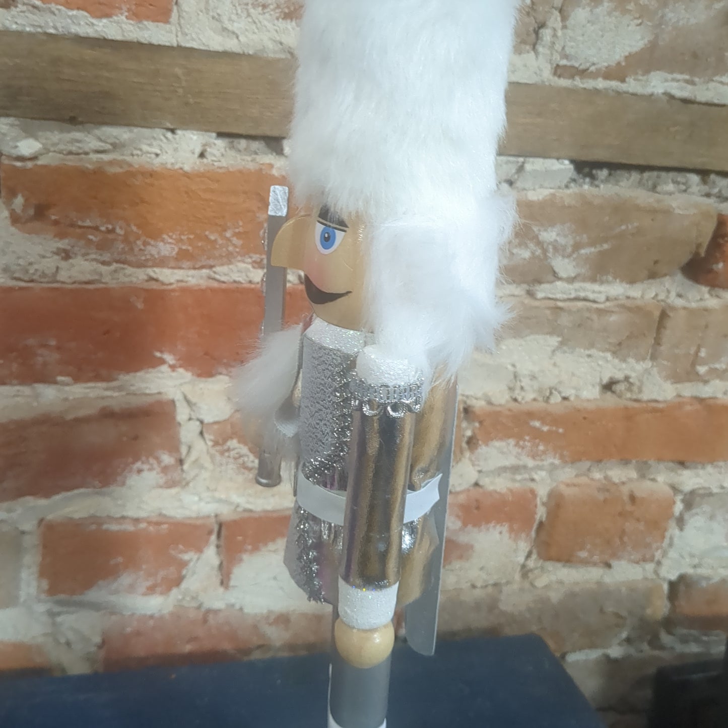 Nutcracker soldier silver, white and glitter